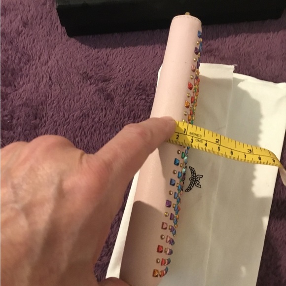 MCM Rainbow Studded Robot Pink Leather Full Size Zipper Wallet - Picture 15 of 16